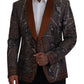 Dolce & Gabbana Elegant Bronze Brown Monkey Print Silk Blazer