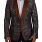 Dolce & Gabbana Elegant Bronze Brown Monkey Print Silk Blazer