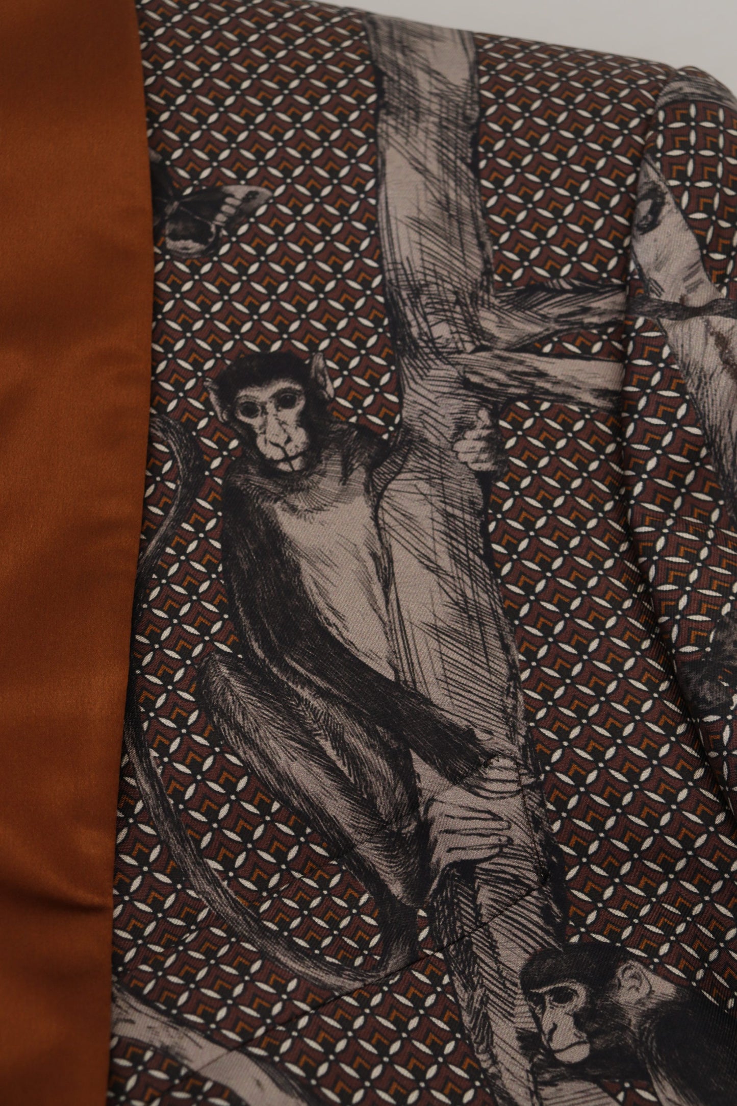 Dolce & Gabbana Elegant Bronze Brown Monkey Print Silk Blazer