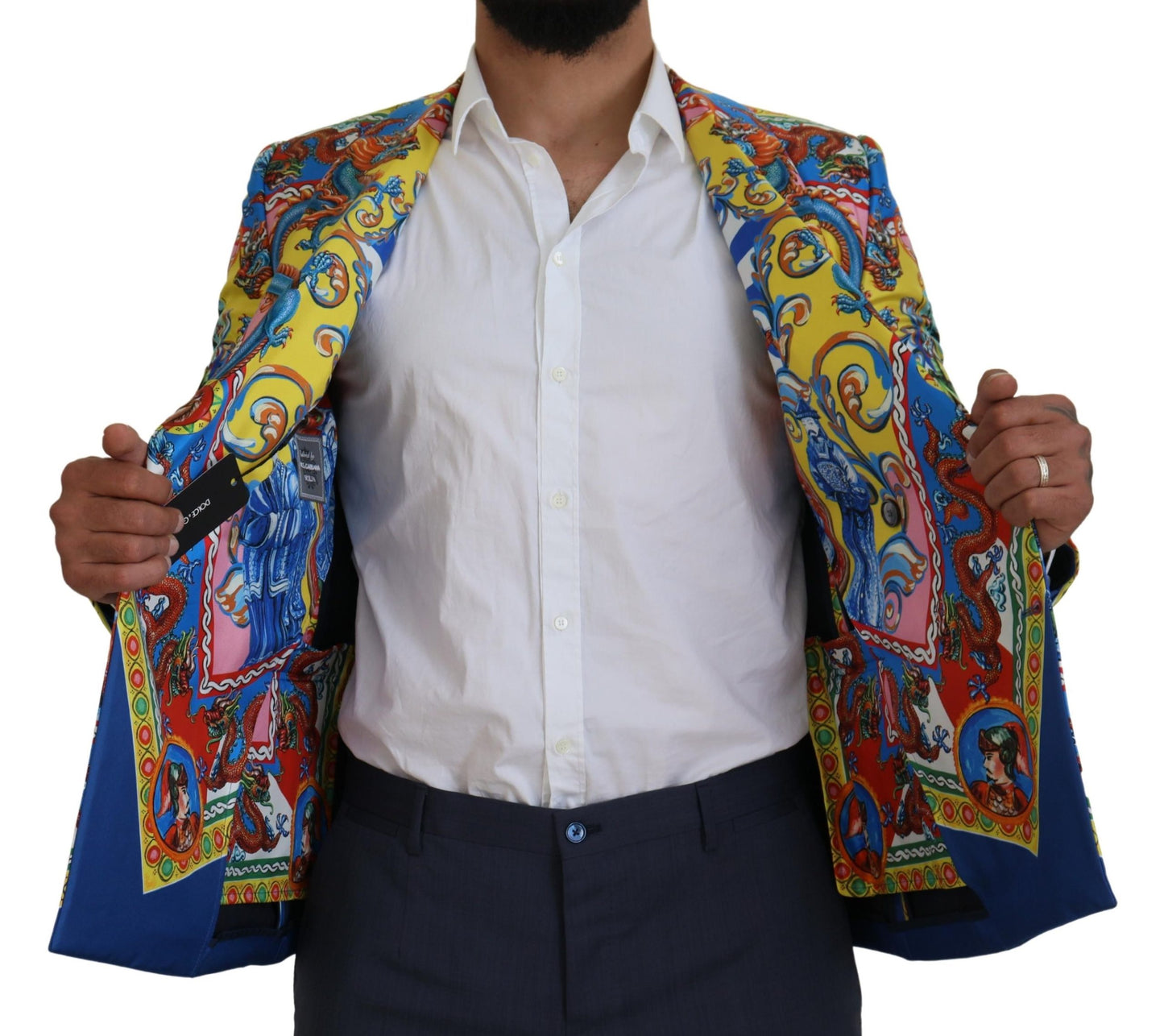 Dolce & Gabbana Elegant Silk Double-Breasted Dragon Blazer