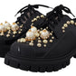 Dolce & Gabbana Timeless Black Leather Derby Flats with Glam Accents