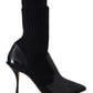 Dolce & Gabbana Elegant Black Leather Calf Socks Boots