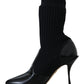 Dolce & Gabbana Elegant Black Leather Calf Socks Boots