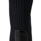 Dolce & Gabbana Elegant Black Leather Calf Socks Boots