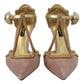 Dolce & Gabbana Pink Crystal T-strap Heels Pumps Shoes