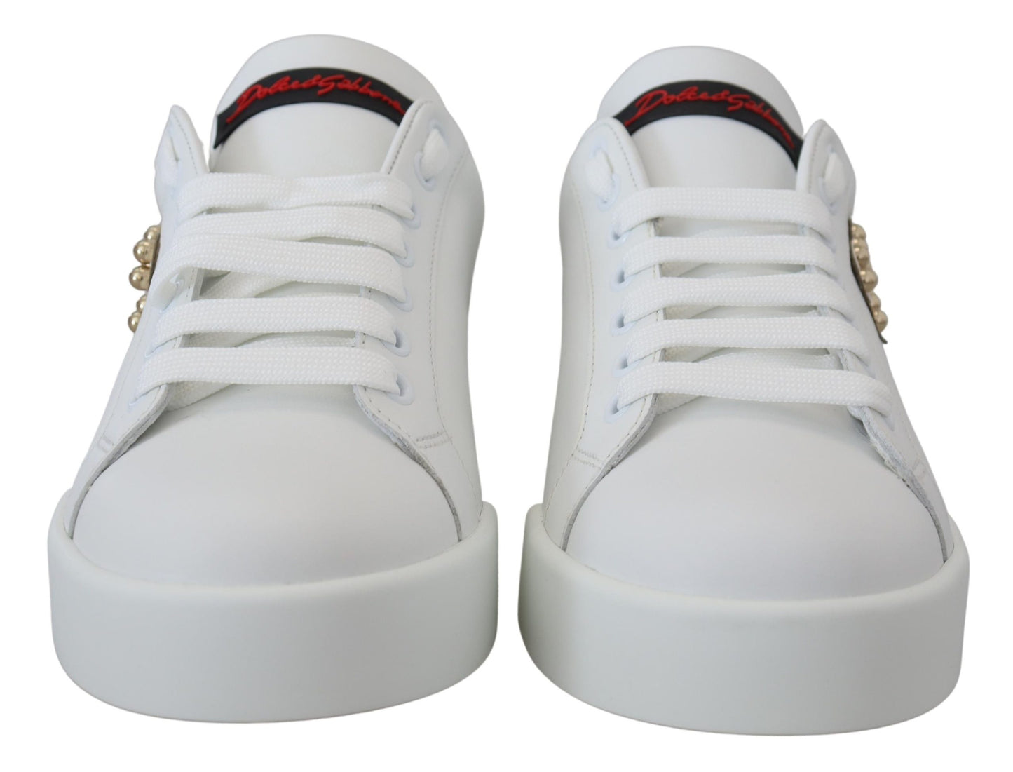 Dolce & Gabbana Chic White Portofino Leather Sneakers