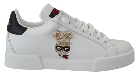 Dolce & Gabbana Chic White Portofino Leather Sneakers