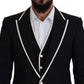 Dolce & Gabbana Elegant Black and White Slim Fit Three Piece Suit