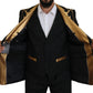 Dolce & Gabbana Elegant Black & Gold Slim Fit 3 Piece Suit