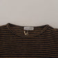 Daniele Alessandrini Chic Black and Brown Crewneck Pullover Sweater