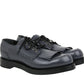 Gucci Men's Fringed Brogue Bluish Gray Leather Lace-up Shoes