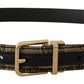 Dolce & Gabbana Black Two-toned Leather Gold Engraved Buckle Belt