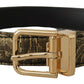 Dolce & Gabbana Black Two-toned Leather Gold Engraved Buckle Belt