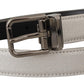 Dolce & Gabbana Chic White Leather Belt with Chrome Buckle