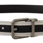 Dolce & Gabbana Chic White Leather Belt with Chrome Buckle