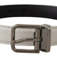 Dolce & Gabbana Chic White Leather Belt with Chrome Buckle