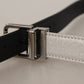 Dolce & Gabbana Chic White Leather Belt with Chrome Buckle