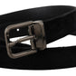 Dolce & Gabbana Elegant Black Leather Belt with Silver Tone Buckle