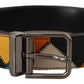 Dolce & Gabbana Multicolor Leather Belt with Silver Buckle