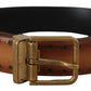 Dolce & Gabbana Elegant Brown Leather Belt with Brass Buckle