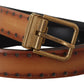 Dolce & Gabbana Elegant Brown Leather Belt with Brass Buckle