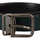 Dolce & Gabbana Elegant Green Leather Belt with Silver Buckle