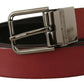 Dolce & Gabbana Elegant Maroon Leather Belt with Silver Tone Buckle