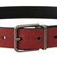 Dolce & Gabbana Elegant Maroon Leather Belt with Silver Tone Buckle