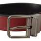 Dolce & Gabbana Elegant Maroon Leather Belt with Silver Tone Buckle