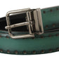 Dolce & Gabbana Elegant Leather Belt with Silver Tone Buckle