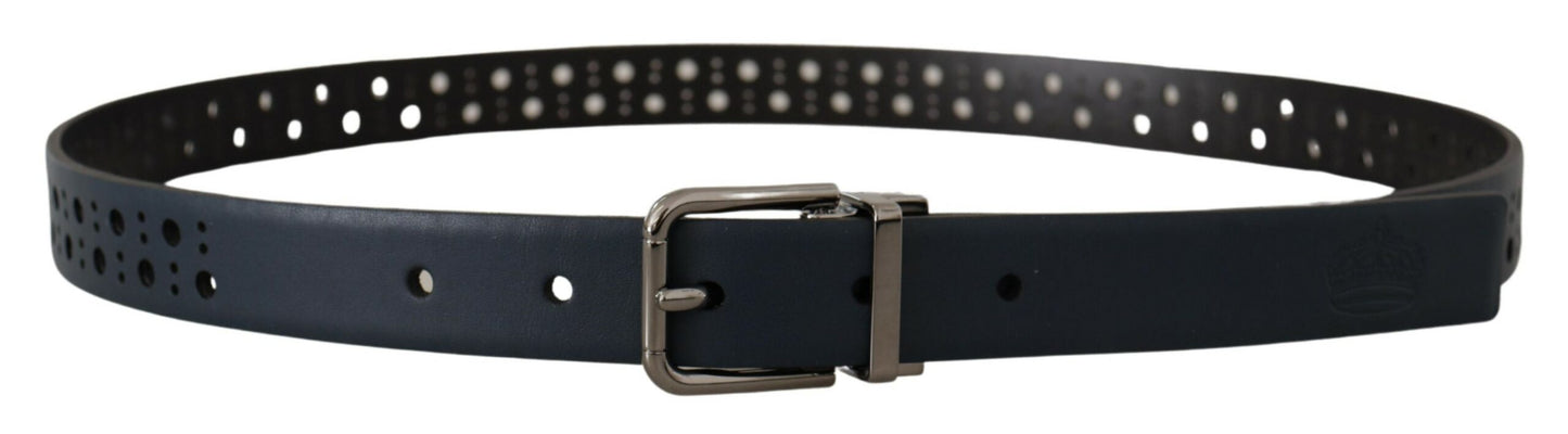 Dolce & Gabbana Elegant Navy Blue Leather Belt