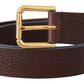 Dolce & Gabbana Elegant Brown Leather Belt with Gold Buckle