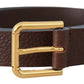 Dolce & Gabbana Elegant Brown Leather Belt with Gold Buckle