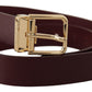 Dolce & Gabbana Elegant Maroon Leather Belt with Gold Buckle