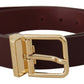 Dolce & Gabbana Elegant Maroon Leather Belt with Gold Buckle