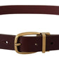 Dolce & Gabbana Elegant Brown Leather Belt with Gold Buckle