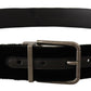 Dolce & Gabbana Elegant Black Leather Belt with Square Buckle