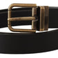 Dolce & Gabbana Elegant Black Leather Belt with Vintage Buckle