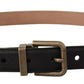 Dolce & Gabbana Elegant Black Leather Belt with Vintage Metal Buckle