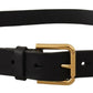 Dolce & Gabbana Sleek Black Leather Belt with Metal Buckle