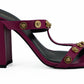 Versace Elegant Purple Calf Leather High Sandals