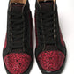 Christian Louboutin Red Black Louis Junior Spikes  Sneaker Shoes