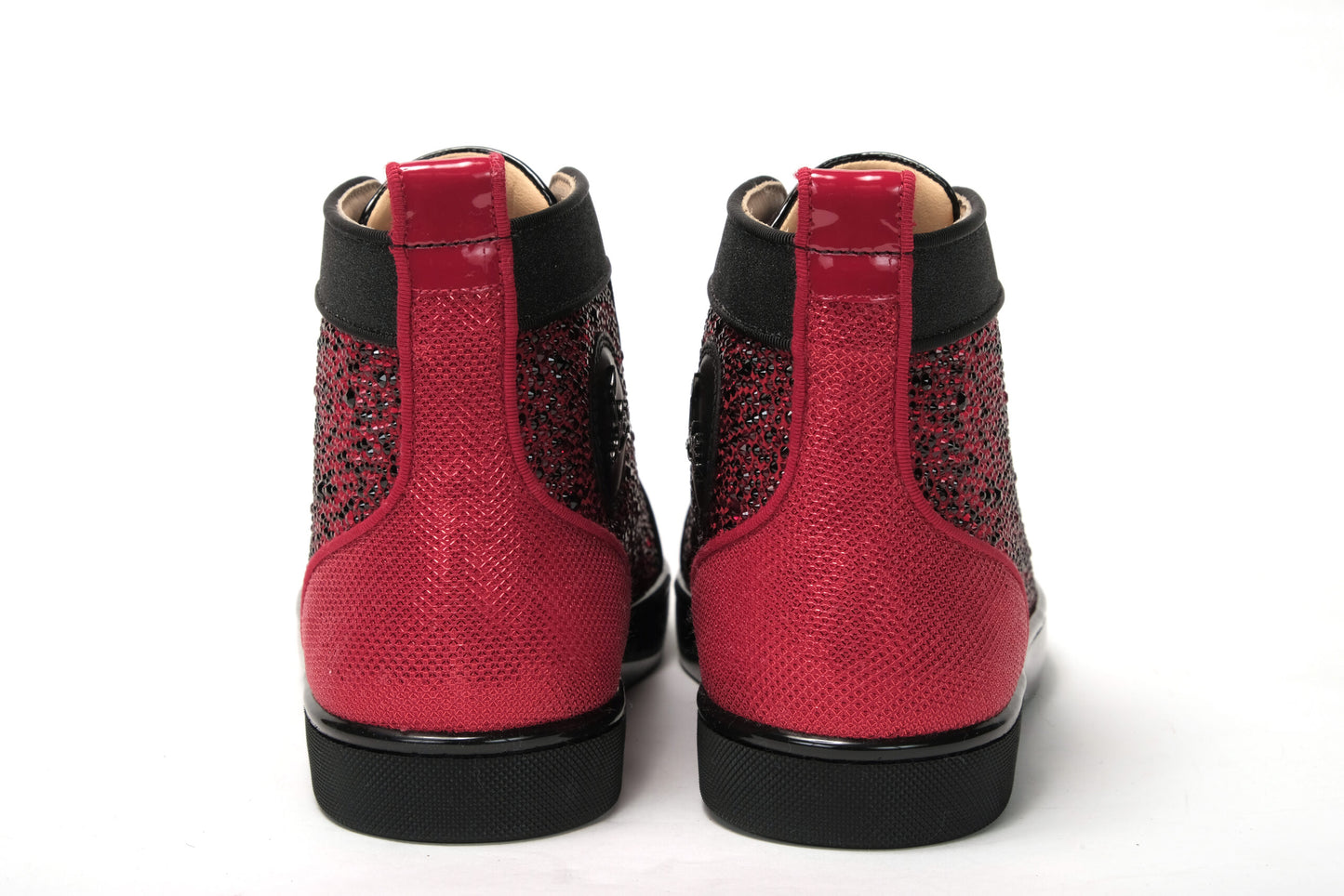 Christian Louboutin Red Black Louis Junior Spikes  Sneaker Shoes