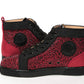 Christian Louboutin Red Black Louis Junior Spikes  Sneaker Shoes