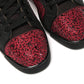 Christian Louboutin Red Black Louis Junior Spikes  Sneaker Shoes