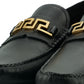 Versace Elegant Black Calf Leather Men's Loafers