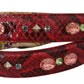 Dolce & Gabbana Red Exotic Leather Crystals Reversible Shoulder Strap