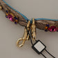 Dolce & Gabbana Brown Exotic Leather Crystals Shoulder Strap