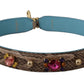 Dolce & Gabbana Brown Exotic Leather Crystals Shoulder Strap