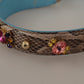 Dolce & Gabbana Brown Exotic Leather Crystals Shoulder Strap